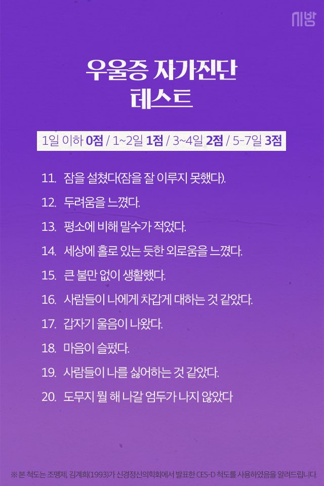 우울증 자가진단과 극복방법