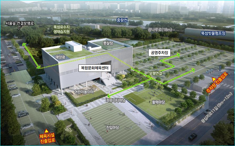 2022년 완공 예정인 뚝섬유수지 복합문화체육센터 조감도