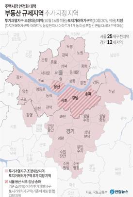 <그래픽> 10.15 대책-부동산 규제지역 추가 지정 지역