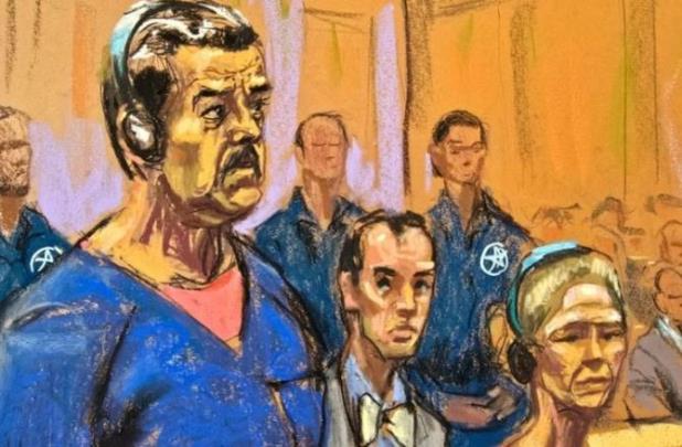  미국 법정에선 마두로와 그의 부인을 그린 법정 스케치 <사진=연합뉴스>