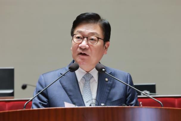 국민의힘 의원총회에서 발언하는 정점식 원내대표 <사진=연합뉴스>