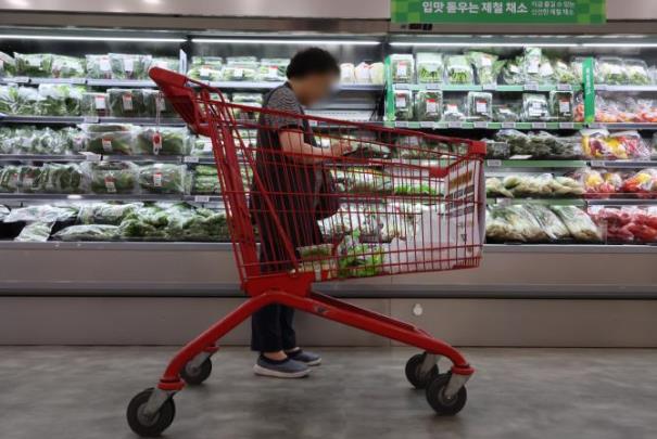 채소 코너에서 장을 보고 있는 시민,  사진=연합뉴스