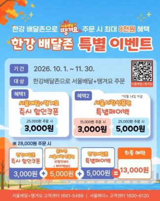 한강 배달 할인에, 상품권 환급 두 배로 <사진=서울시 제공/연합뉴스>